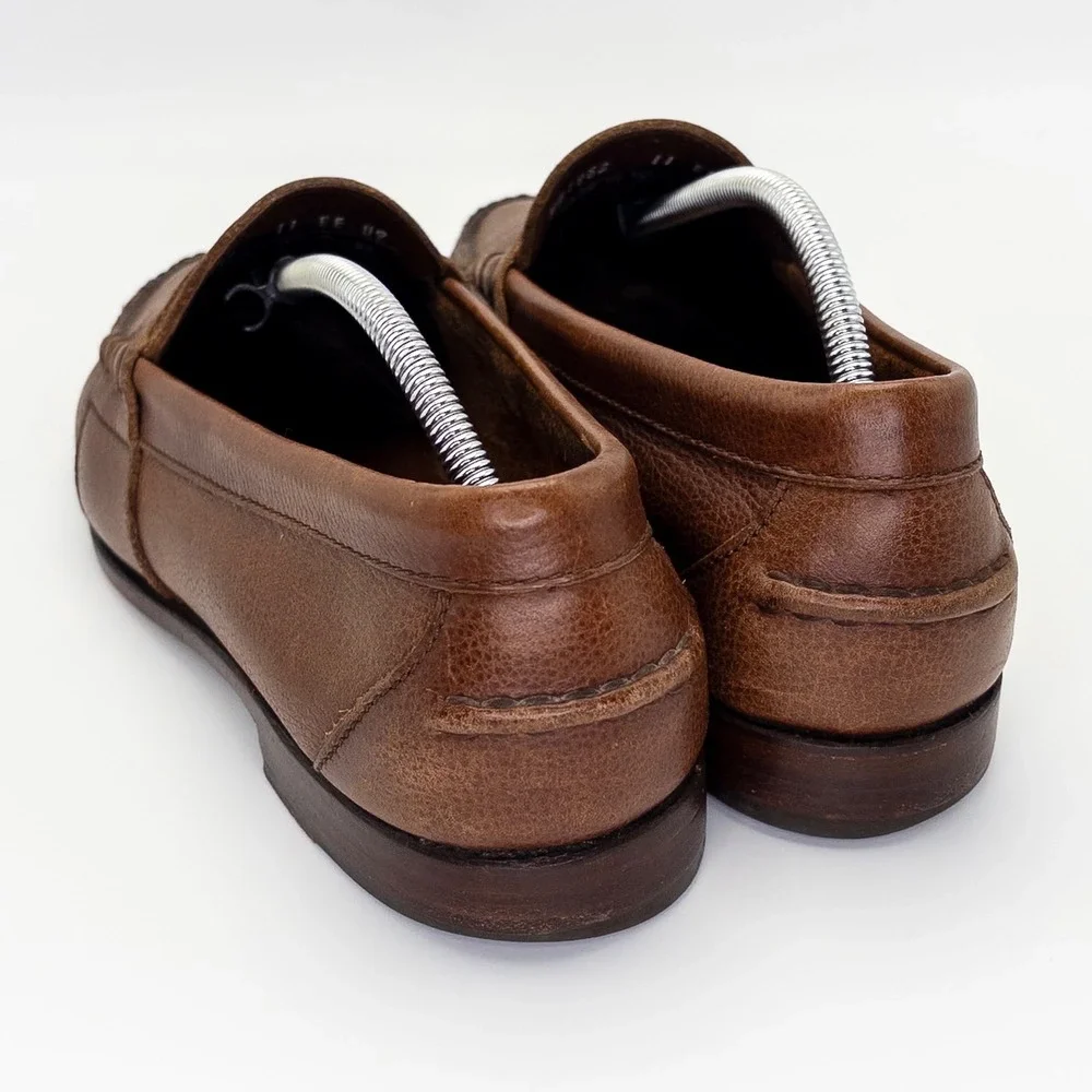 Polo Ralph Lauren Men's 11 EE Leather Penny Loafers Brown Made in Mexico Wide